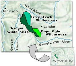 wyoming map showing Wind River Range